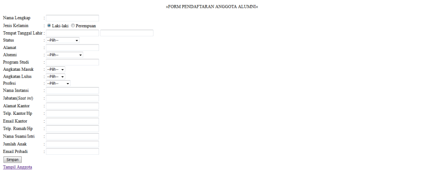 Buat form alumni di wordpress indonesia